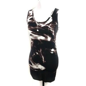 Black and White Maternity Tie-Dye Tank Top M